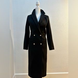 Double Breasted Black Long Coat